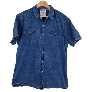 Thread & Cloth Mens Western Pearl Snap Short Sleeve Button Up Shirt Size XL Blue